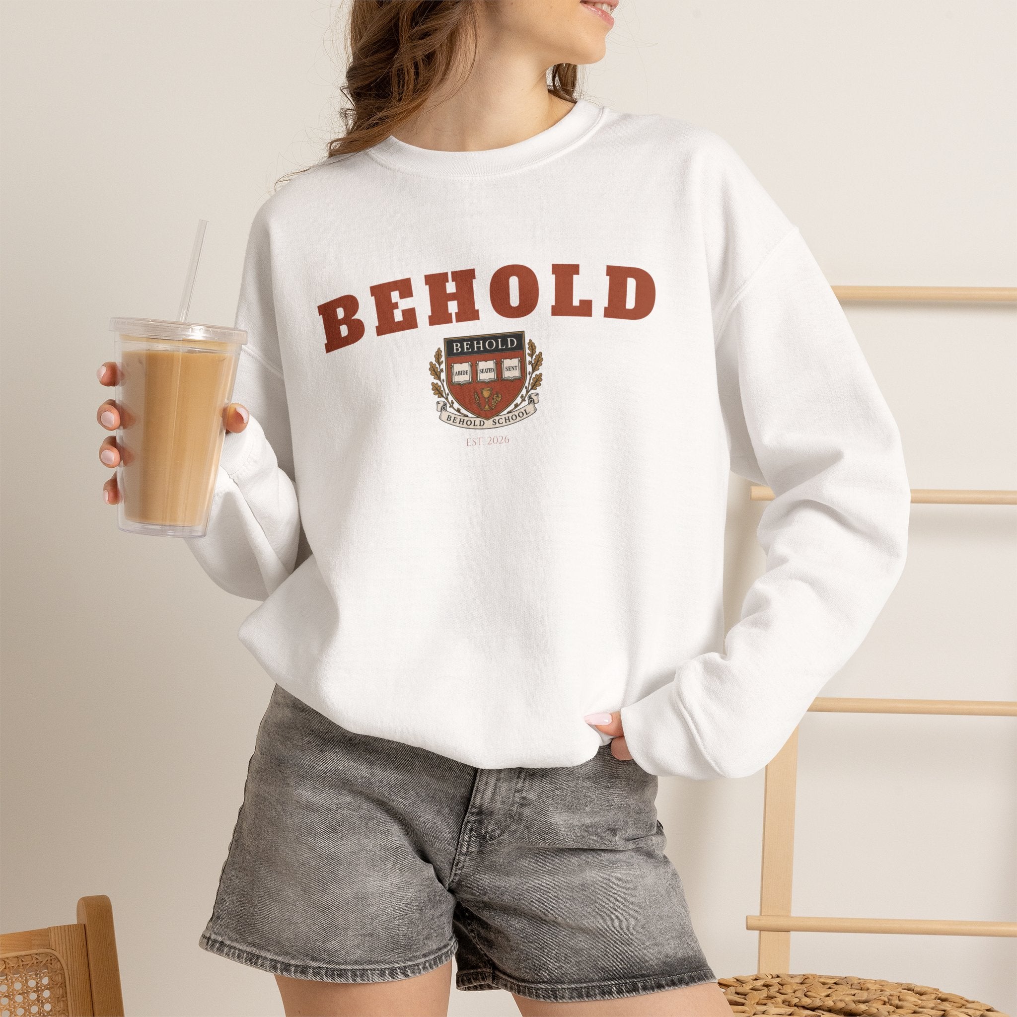 BEHOLD School Collegiate Crewneck Sweatshirt