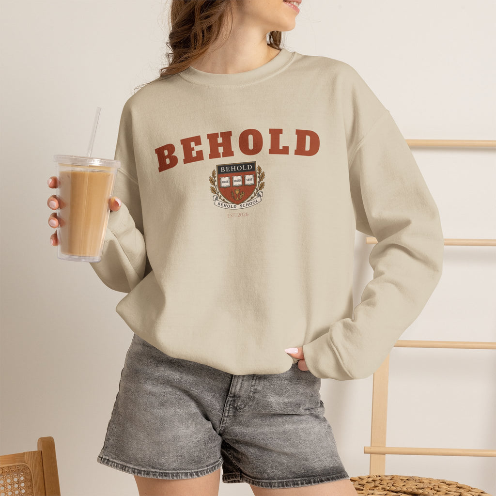 BEHOLD School Collegiate Crewneck Sweatshirt