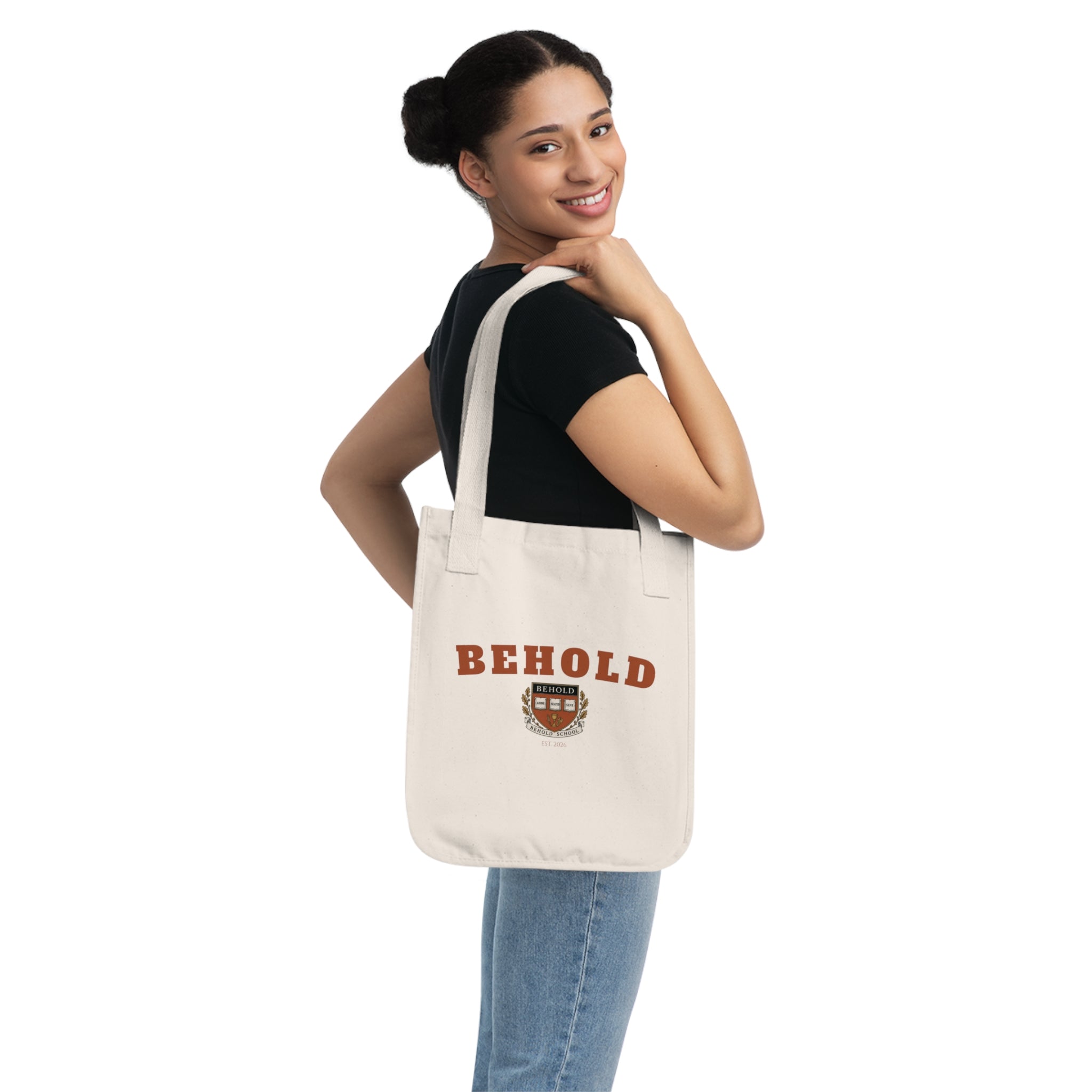 BEHOLD School Collegiate Organic Canvas Tote