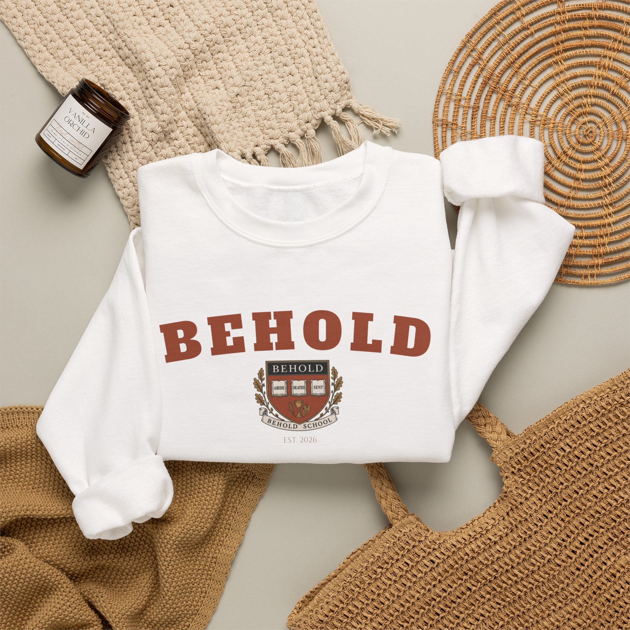 BEHOLD School Collegiate Crewneck Sweatshirt