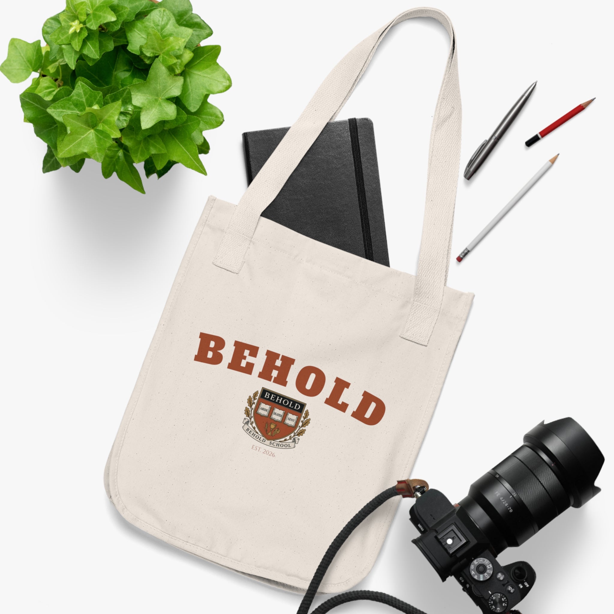 BEHOLD School Collegiate Organic Canvas Tote
