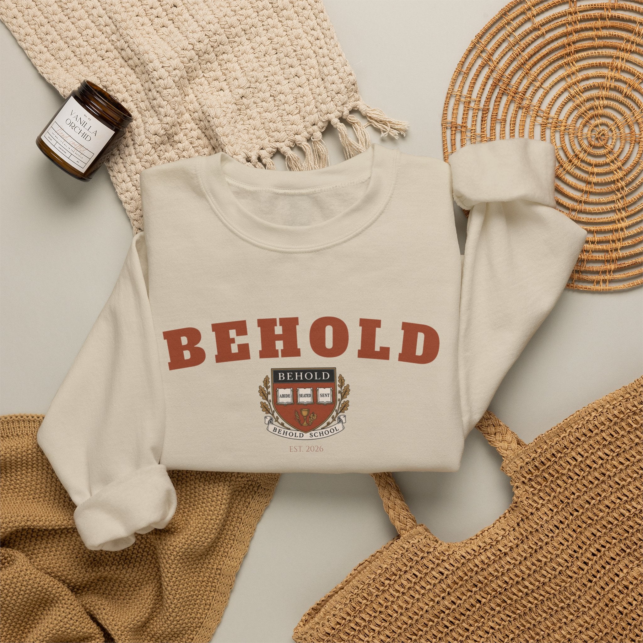 BEHOLD School Collegiate Crewneck Sweatshirt