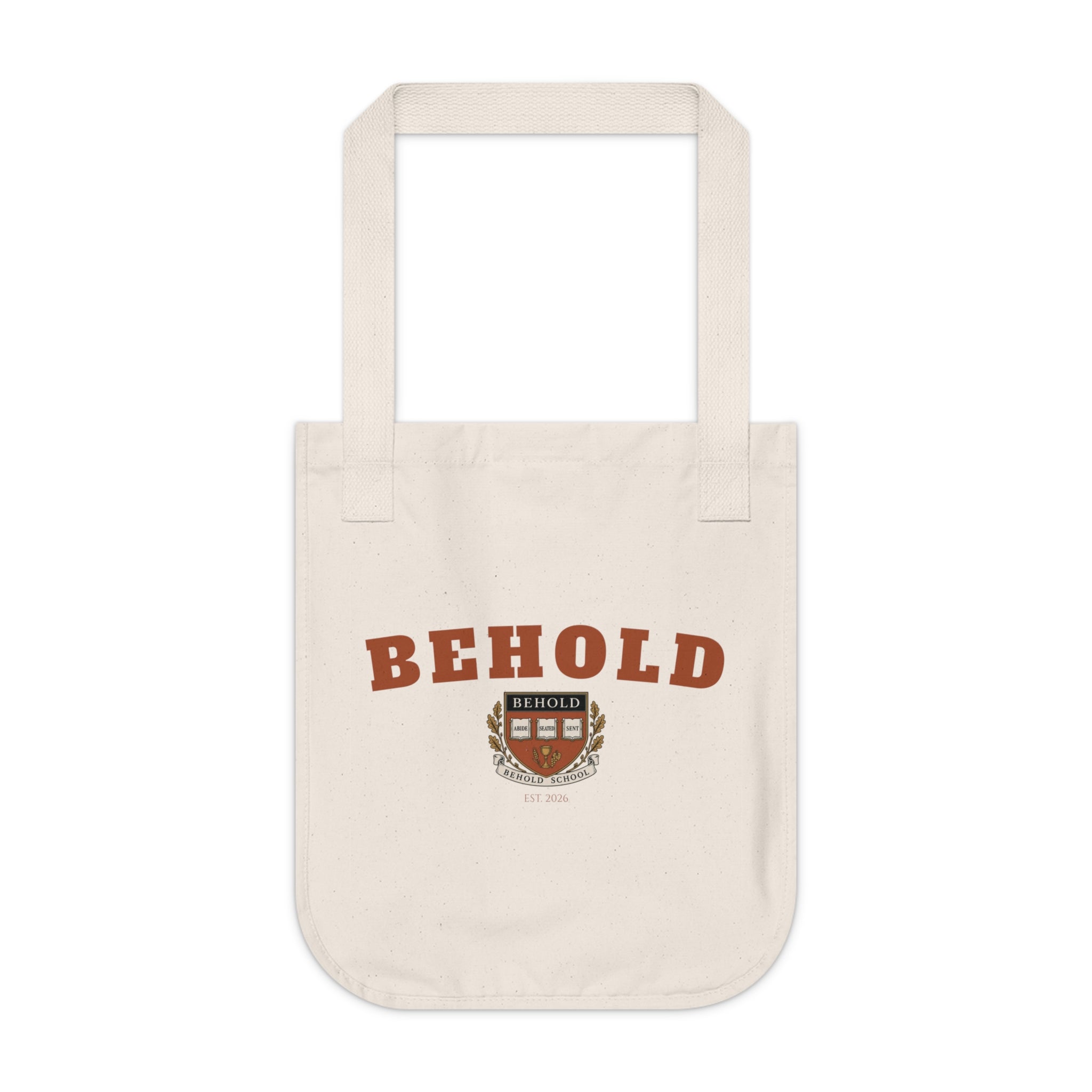 BEHOLD School Collegiate Organic Canvas Tote